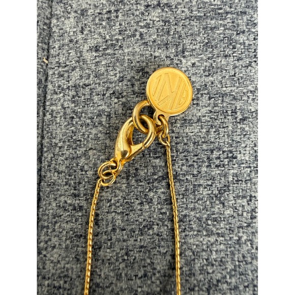 Anne Klein Vtg Y2K Gold Faux Pearl love knot 30" layering chain Necklace preppy - Picture 3 of 5